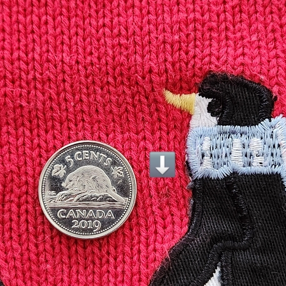 Vintage Holiday Cardigan Women XL Red Sweater Penguin Scandinavian Nordic - Picture 11 of 13